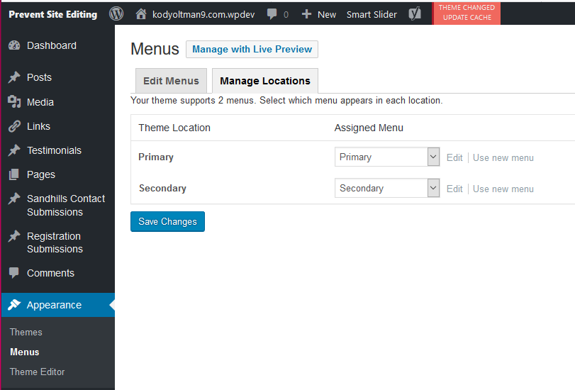 Assign menu to position