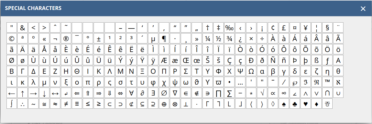 Special Characters