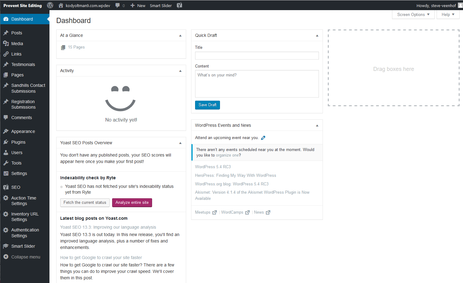 The WP Dashboard