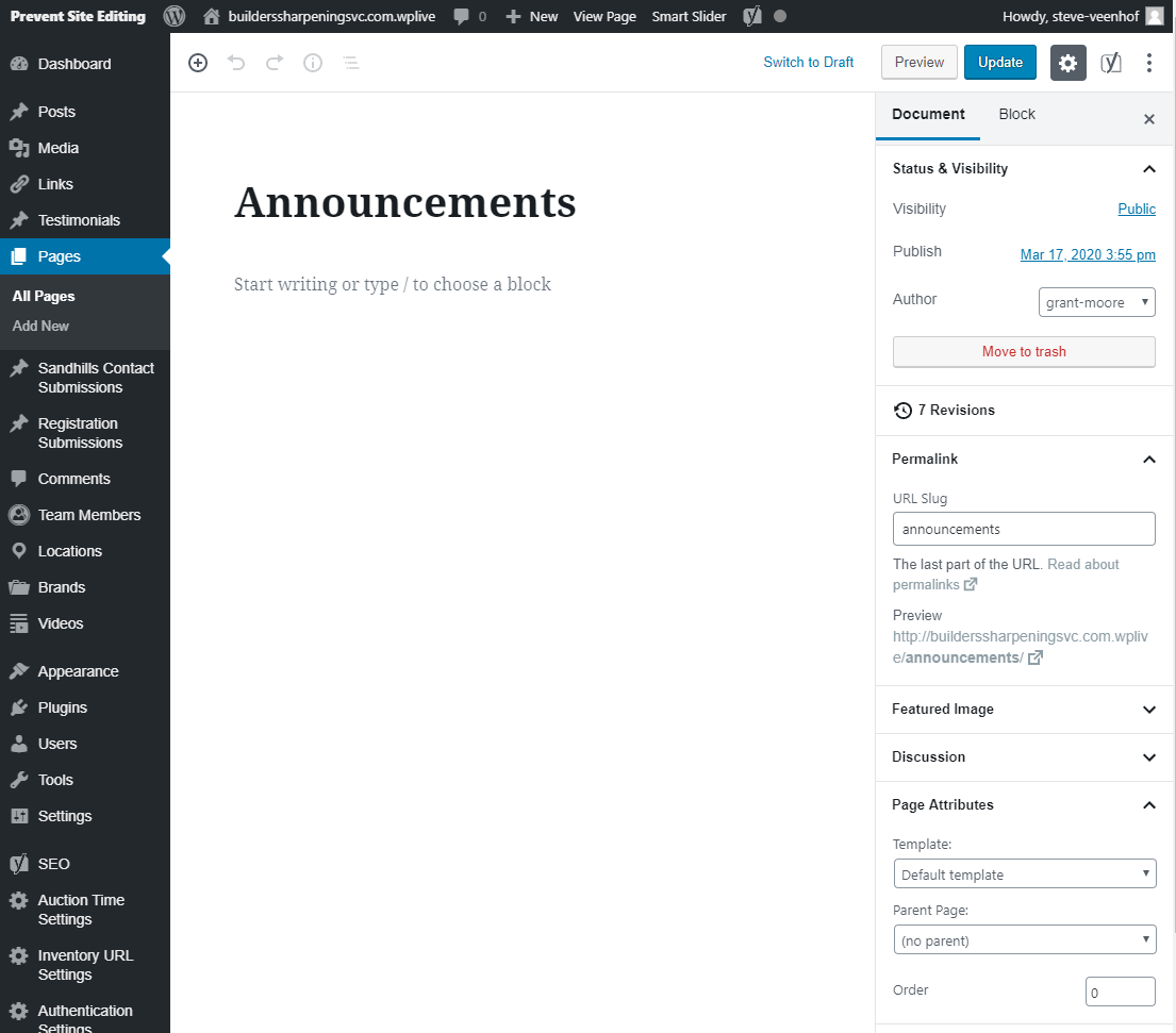 New look Page admin