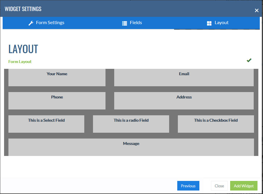 FOrm Layout tab