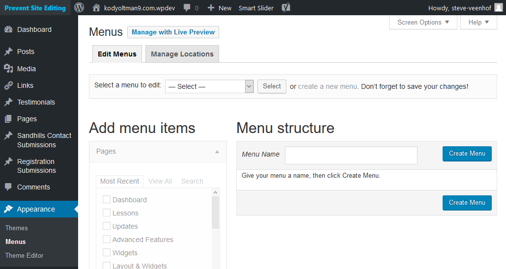 Create new menu