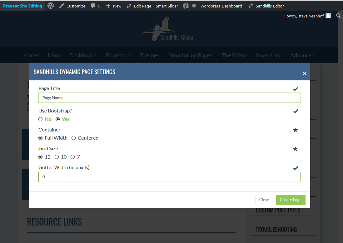 New Page Options
