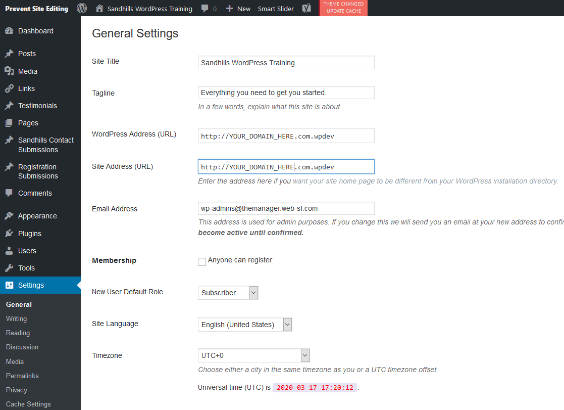 WP General Settings