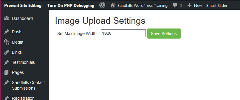 Setting max image sizes