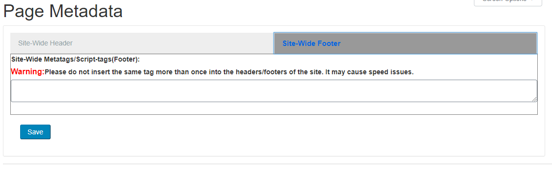 Meta header & footer code