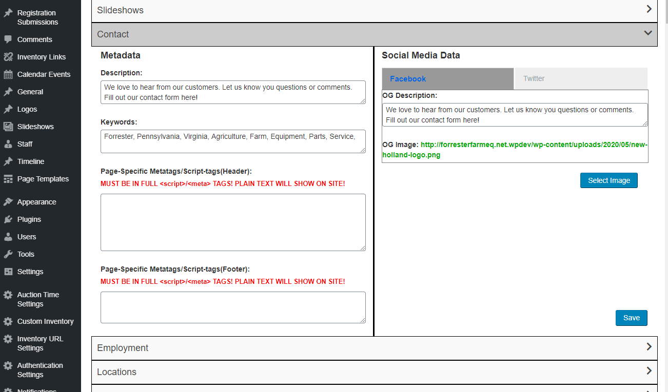 Page Metadata management
