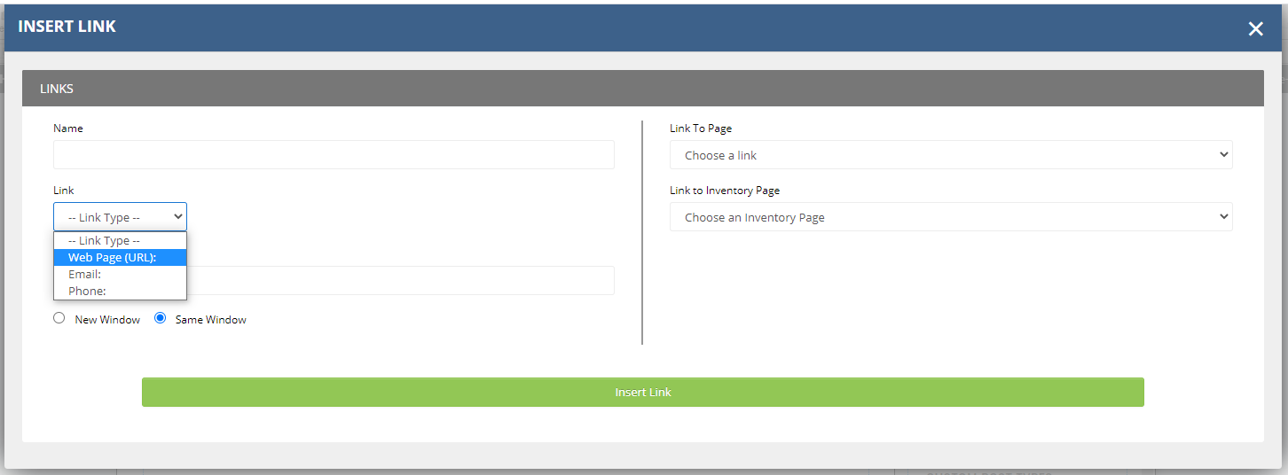 Inserting Links with the Sandhills CMS