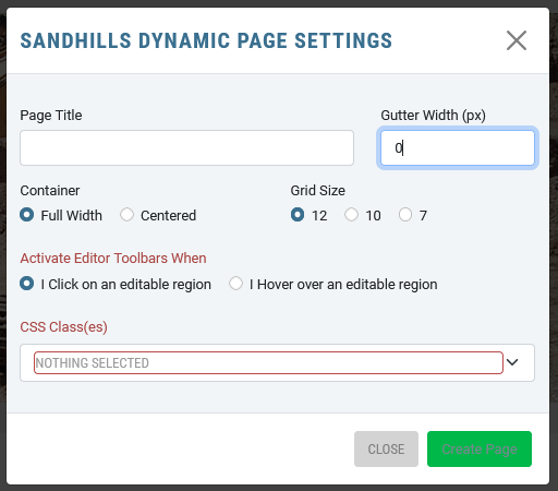 New Page Settings.